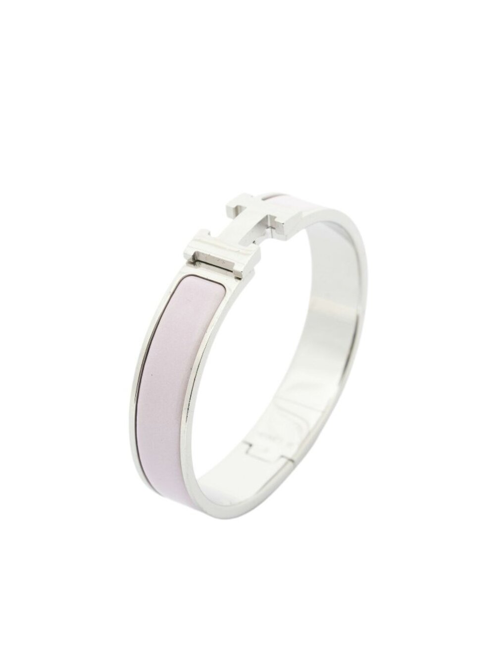 Hermes CC Logo Bracelet Pink Silver Plated